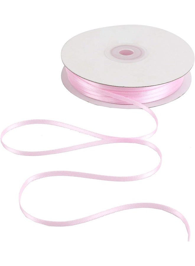 شريط ساتان بلون واحد بعرض 1/8 بوصة وطول 40 متر، شريط وردي فاتح رفيع 1/8 ساتان للحرف اليدوية والخياطة وزينة حفلات استقبال الأطفال وتغليف الهدايا (وردية فاتحة) - Image 1